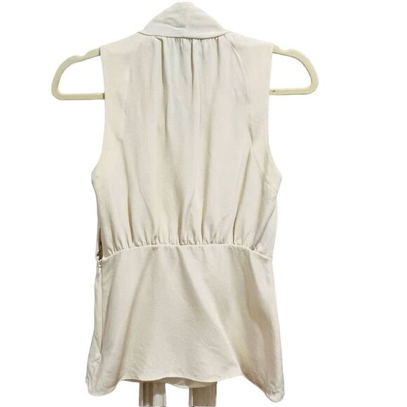 Derek Lam Cream Silk Sleeveless Fringe Tie Blouse Top Size 4 IT 40 - Picture 6 of 13